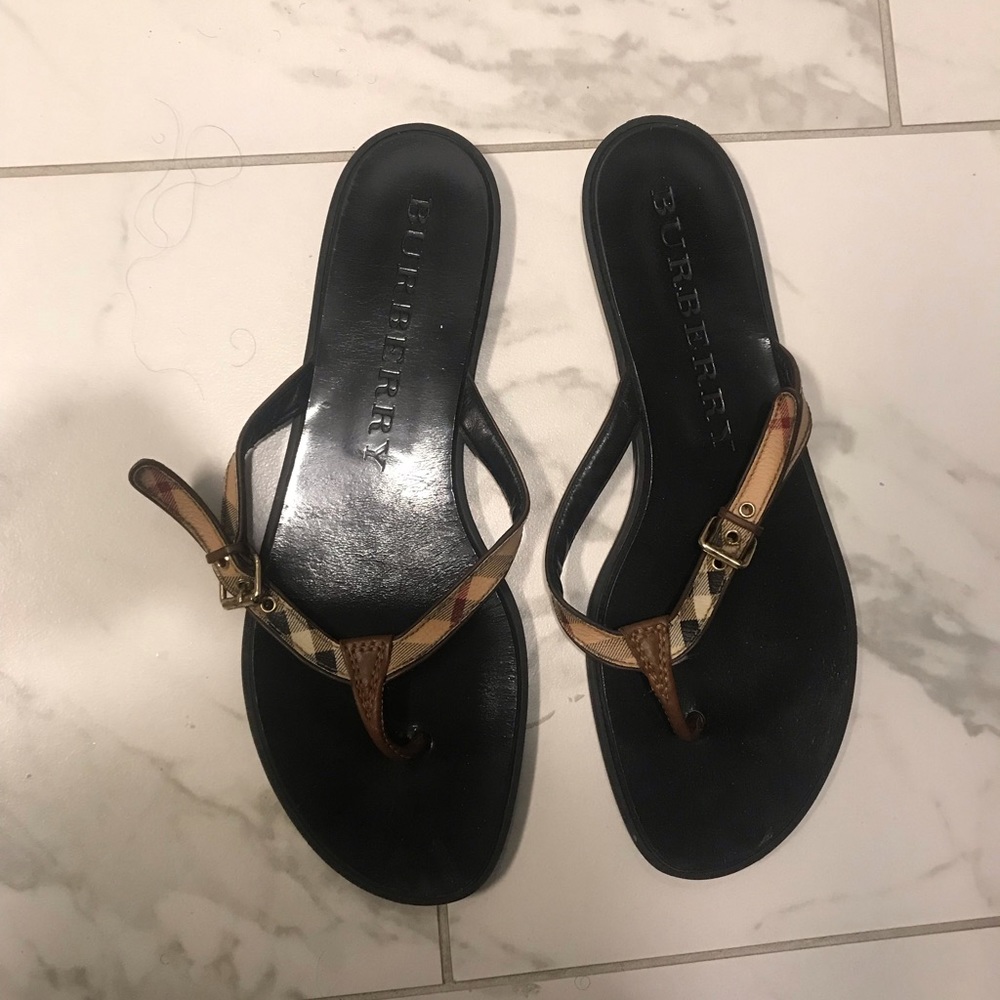 Authentic Tan Leather ‘Masie' Thong Sandals